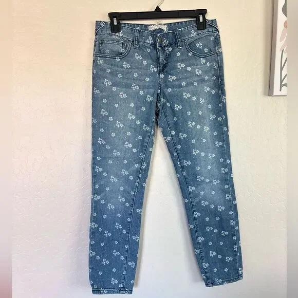 Free People Ditsy Floral Print Cropped Skinny Jeans Size 28 - Picture 2 of 7